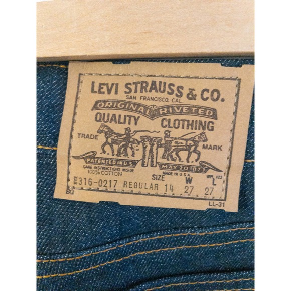 Vintage  Orange Tab Jeans 1970s Old Stock  316-0217.youth size 14 not women 27. - Picture 3 of 5